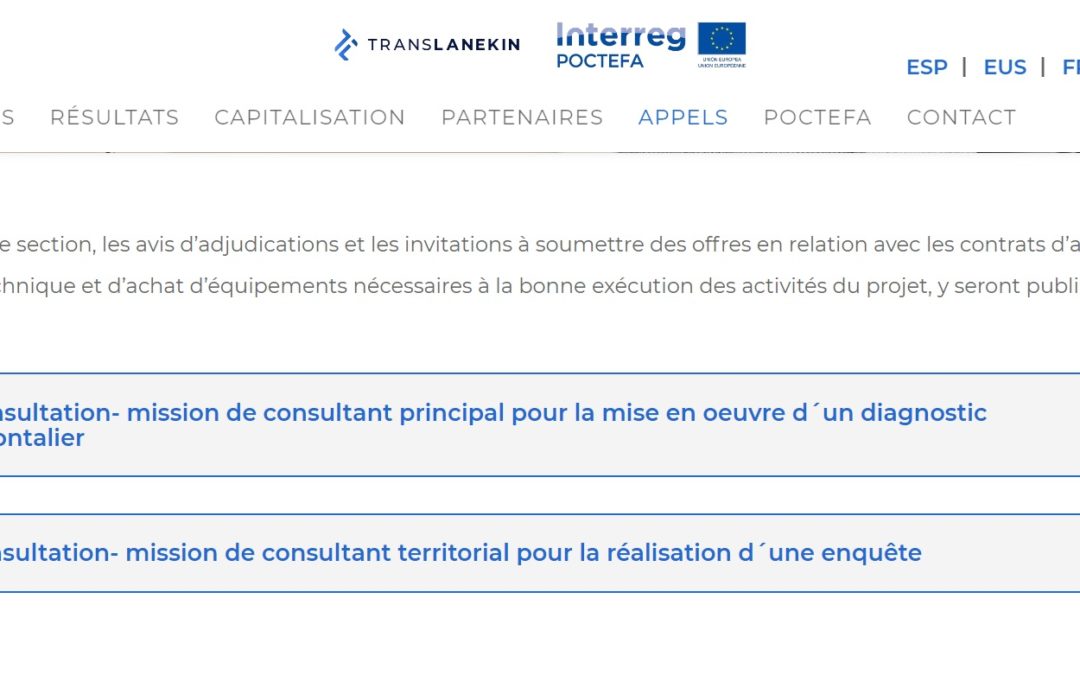 Publication de deux appels d´offres pour mener des recherches sociales dans le cadre du projet TRANSLANEKIN